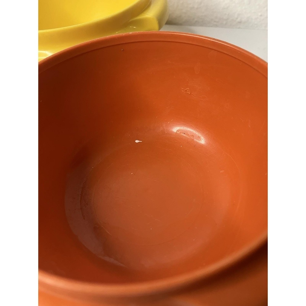 VTG 1970's Tupperware Harvest Snack Bowls Servalier Gold Burnt Orange Avocado - Picture 6 of 13